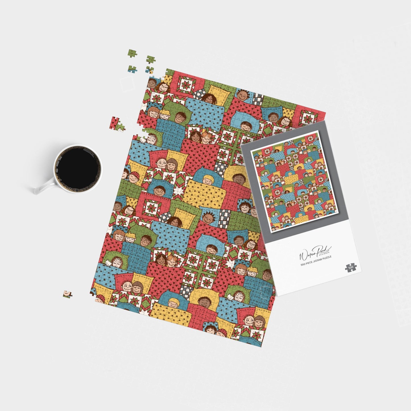 Hand Drawn Sleeping Doodle Faces Jigsaw Puzzle