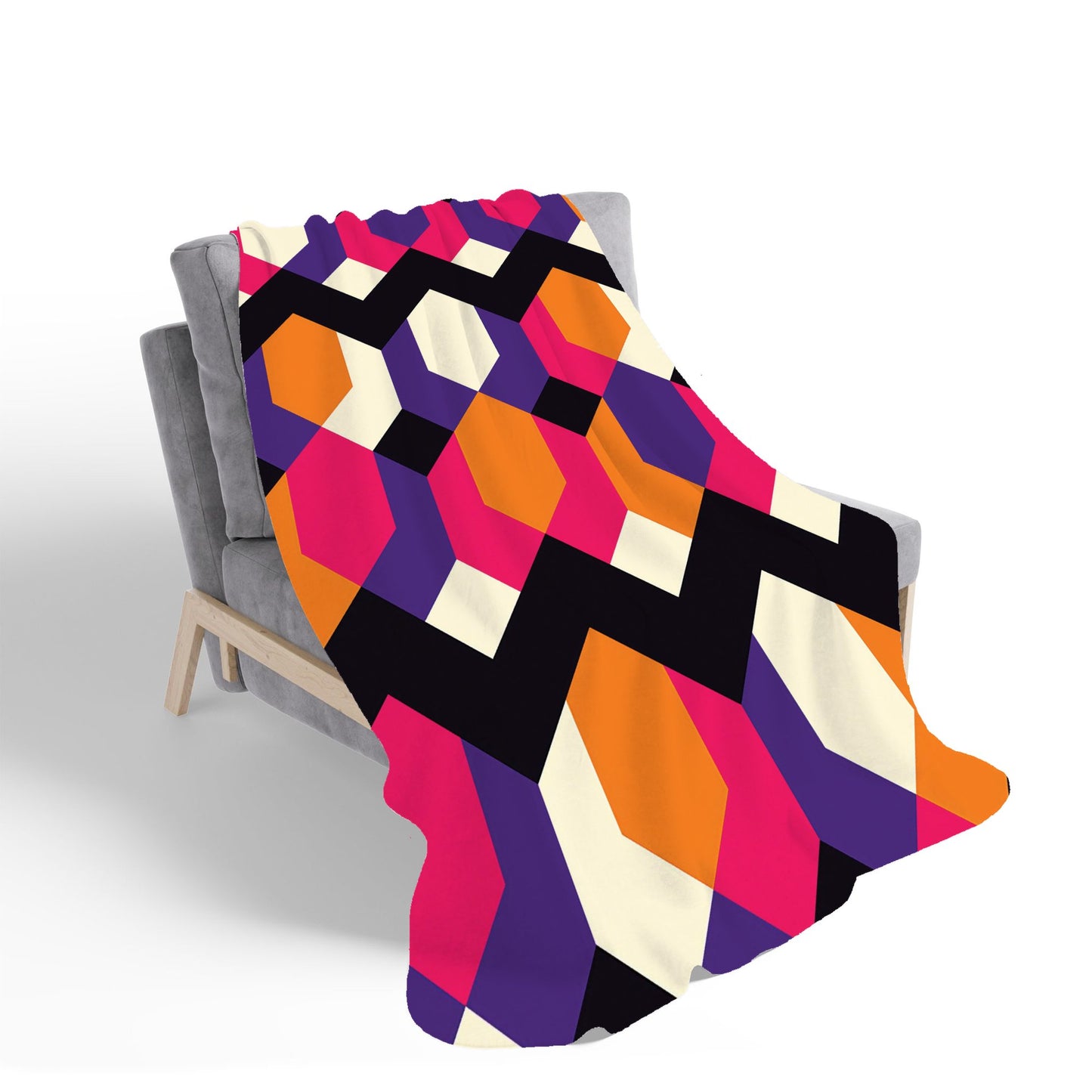 Coloured Abstract Pattern Sherpa Blanket