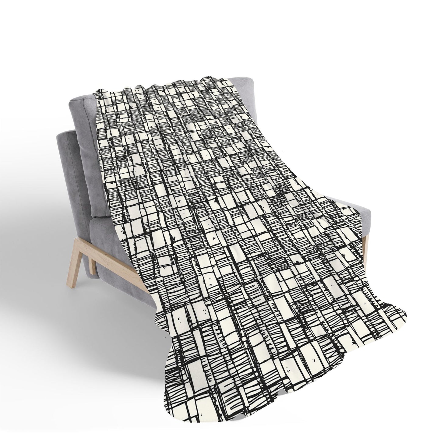 Irregular Sketched Block Textured Sherpa Blanket