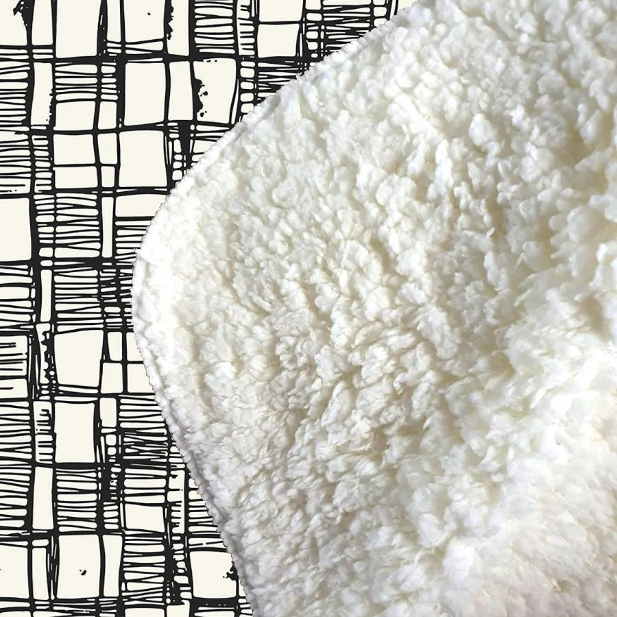 Irregular Sketched Block Textured Sherpa Blanket