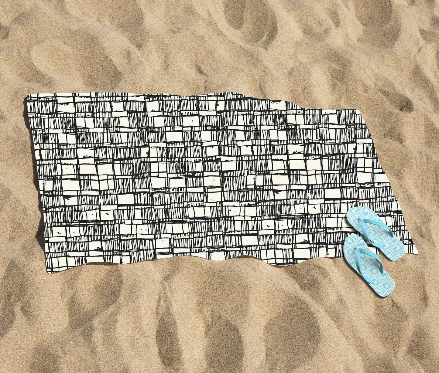 Irregular Sketched Block Textured Beach Towel