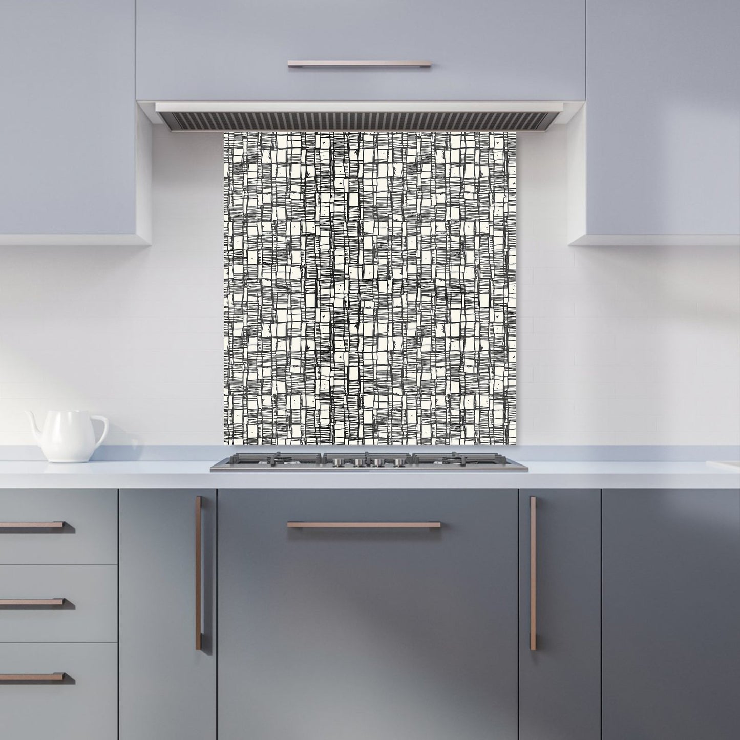 Irregular Sketched Block Textured Kitchen Splashback