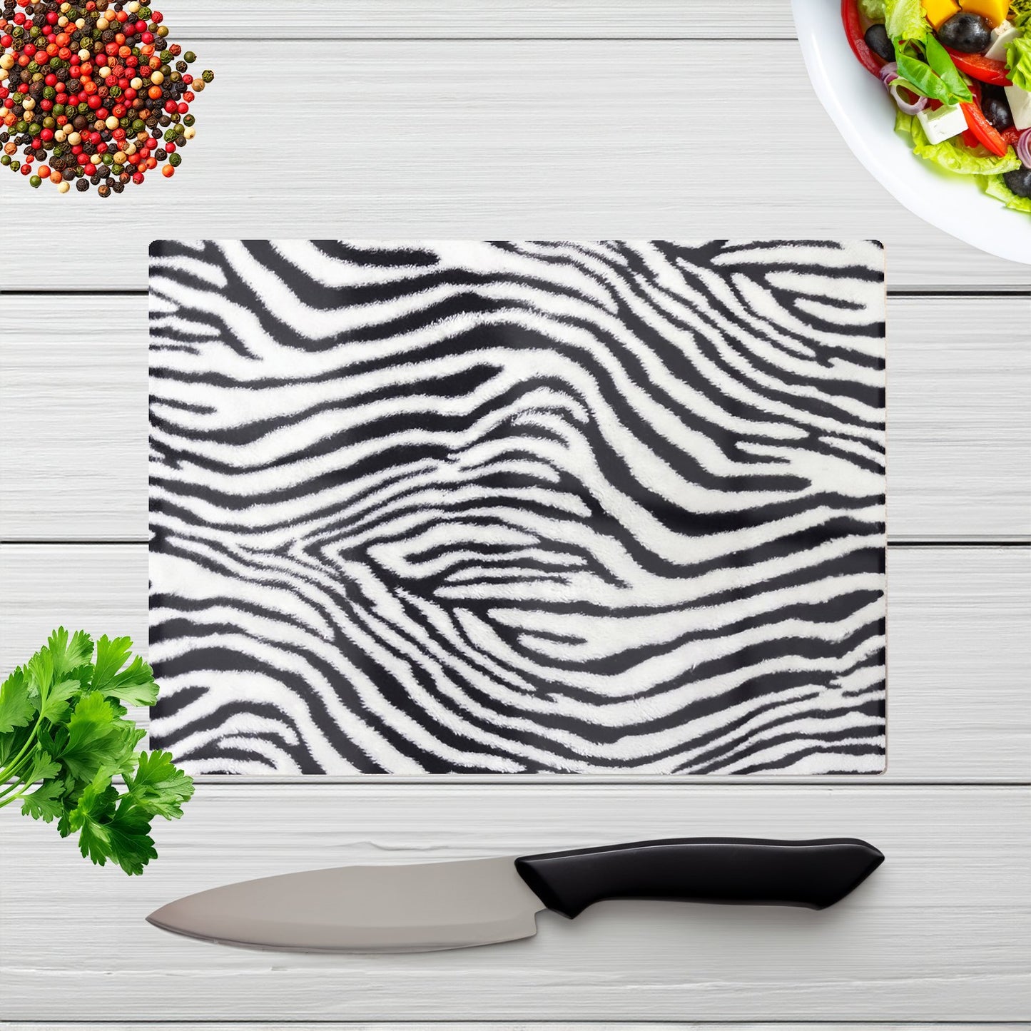 Zebra Texture Pattern Glass Chopping Board