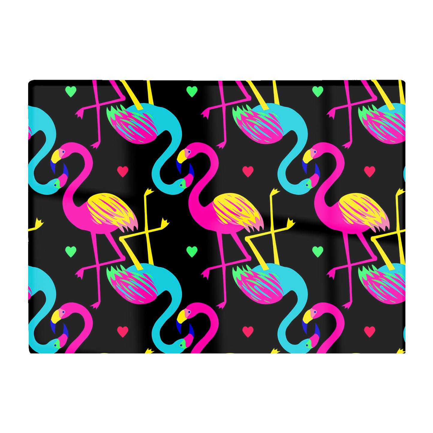 Vivid Flamingo Pattern Glass Chopping Board