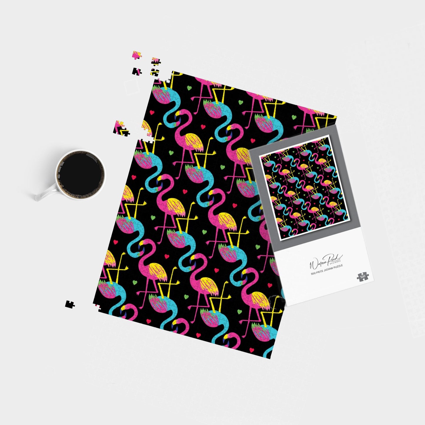 Vivid Flamingo Pattern Jigsaw Puzzle