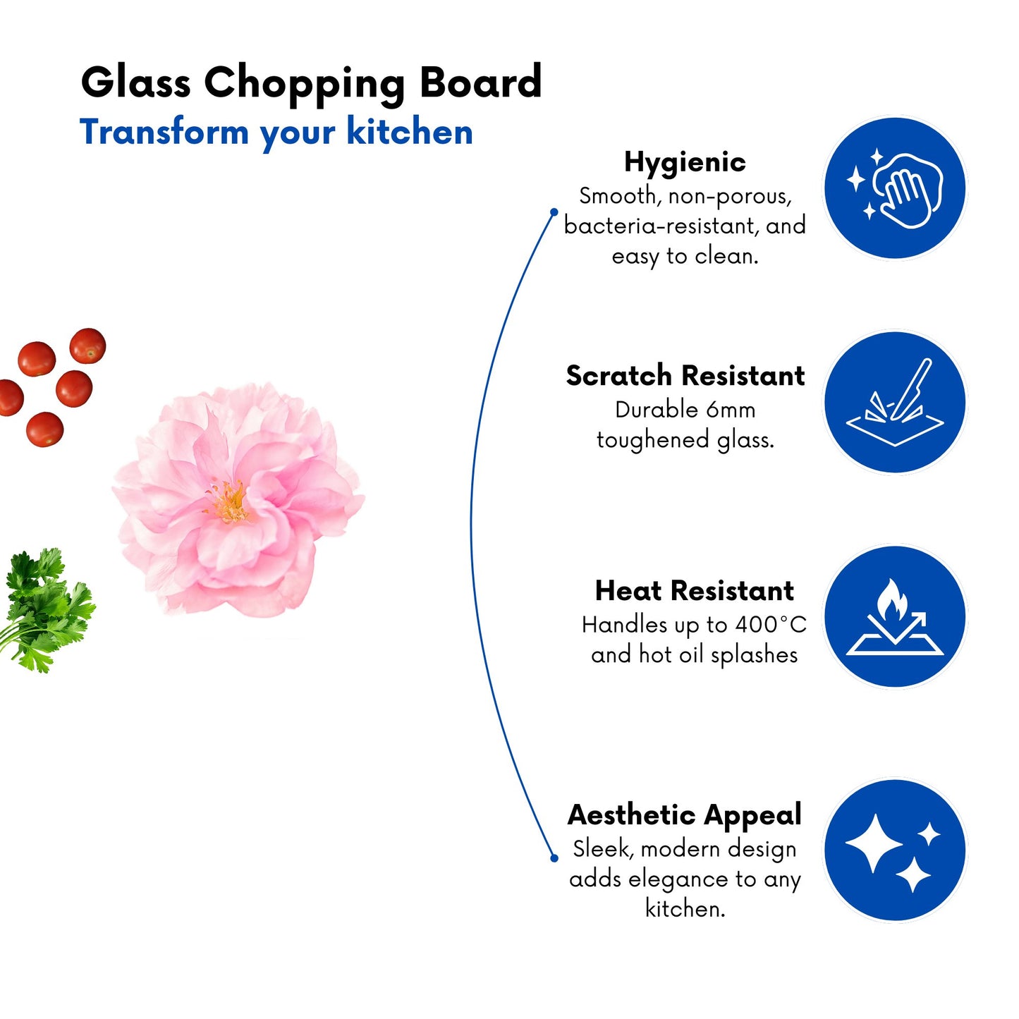 Single Cherry Blossom Glass Chopping Board