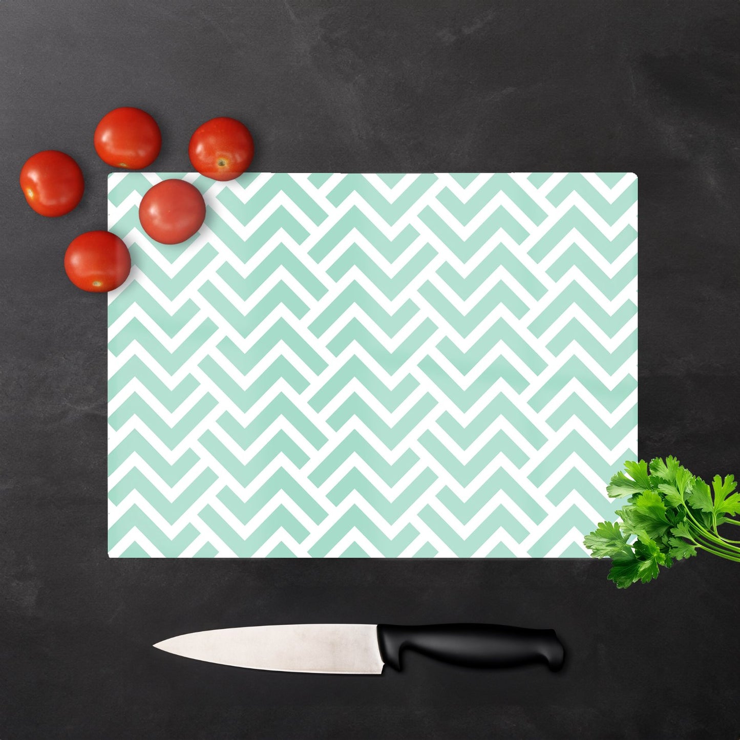 Green Geometric Pattern Glass Chopping Board