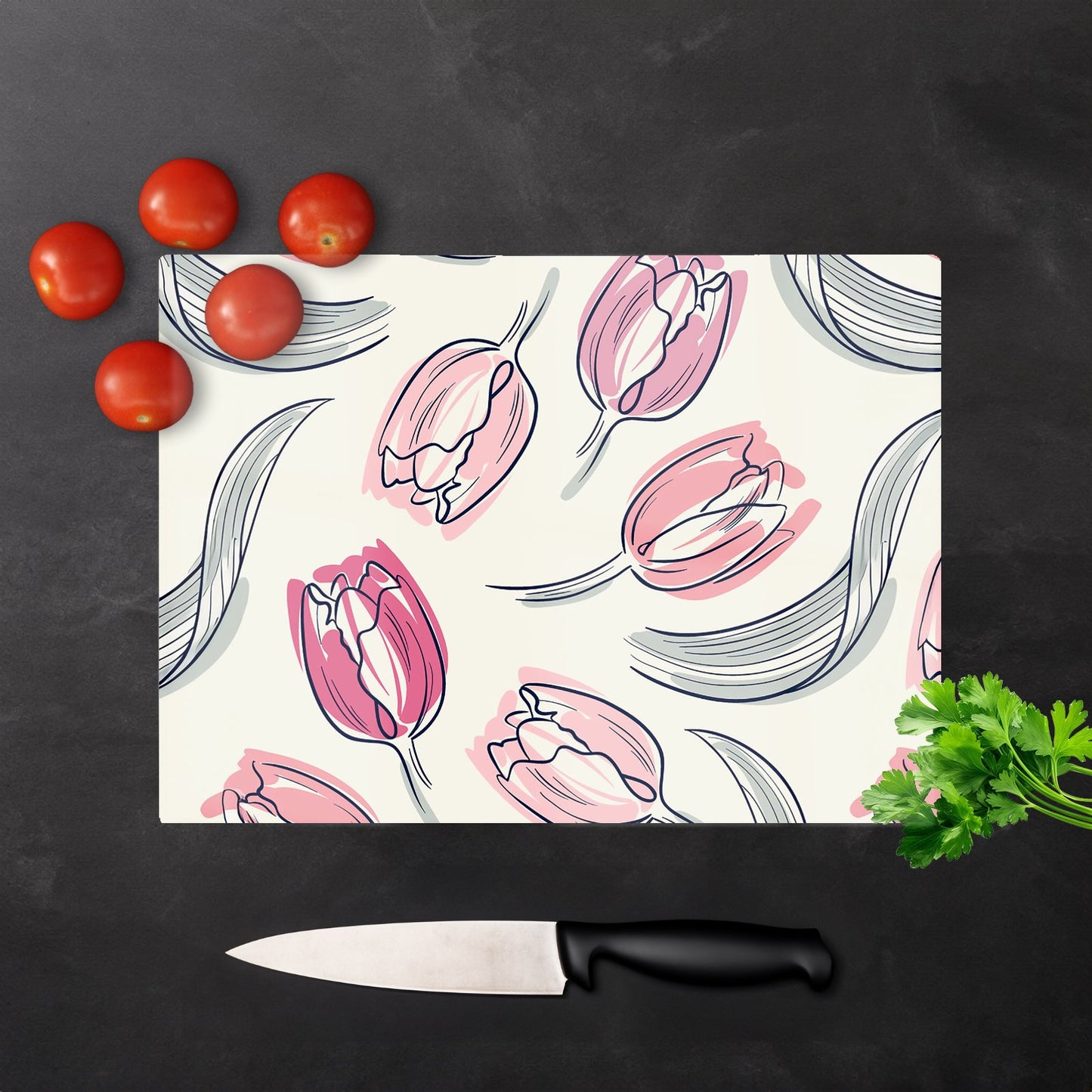 Tulips Glass Chopping Board