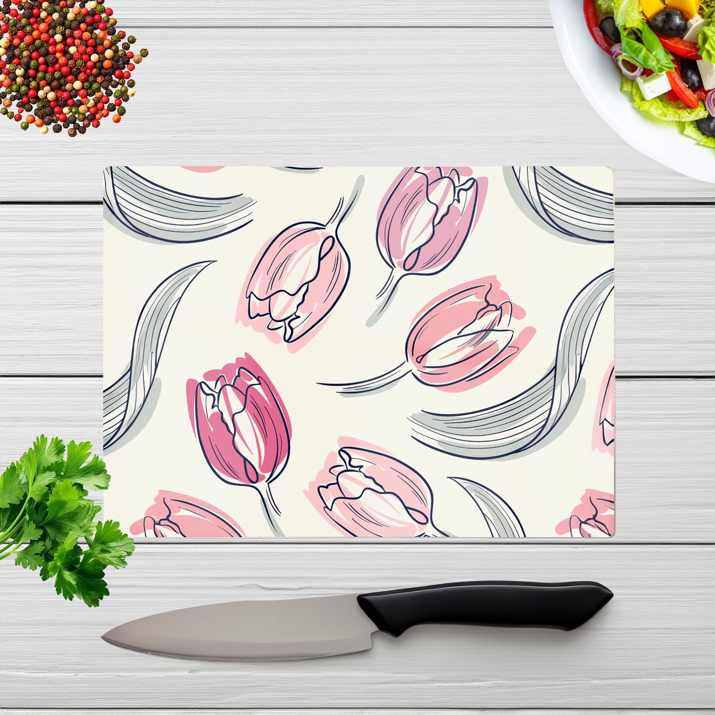 Tulips Glass Chopping Board