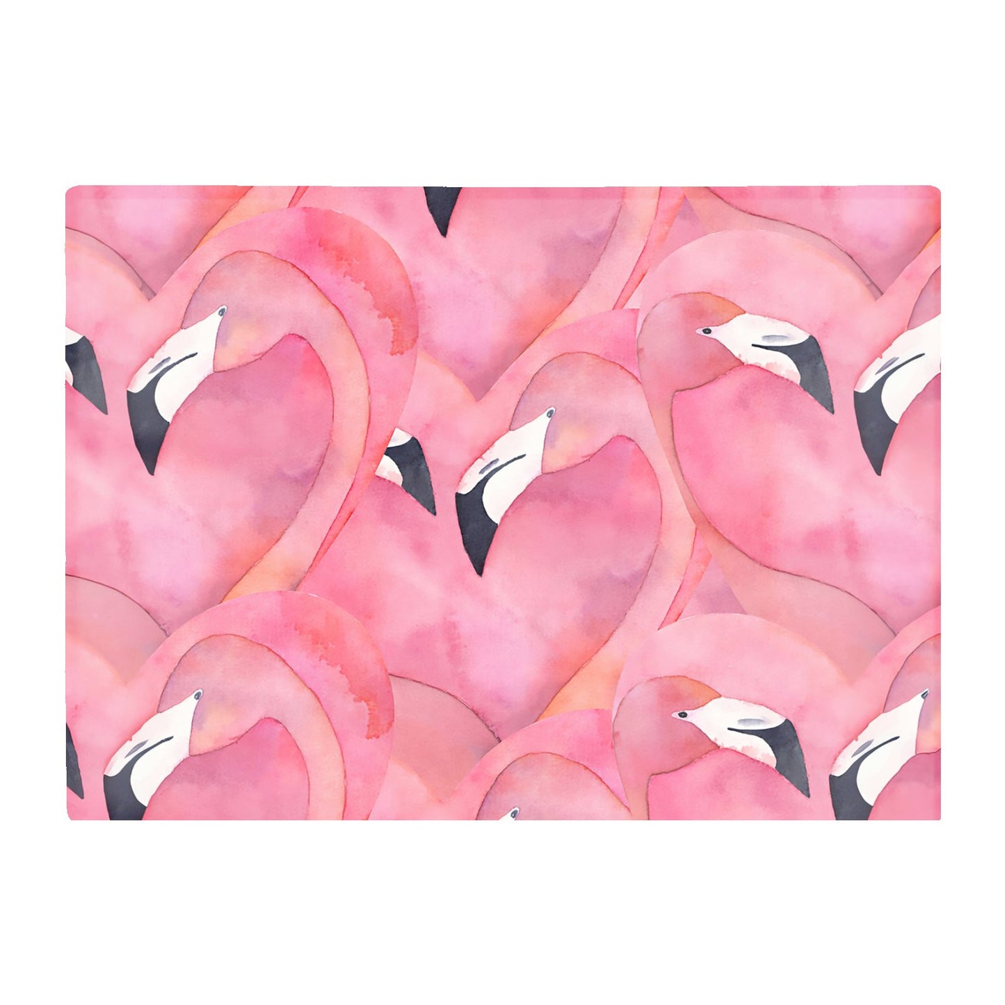 Watercolour Flamingo Hearts Glass Chopping Board