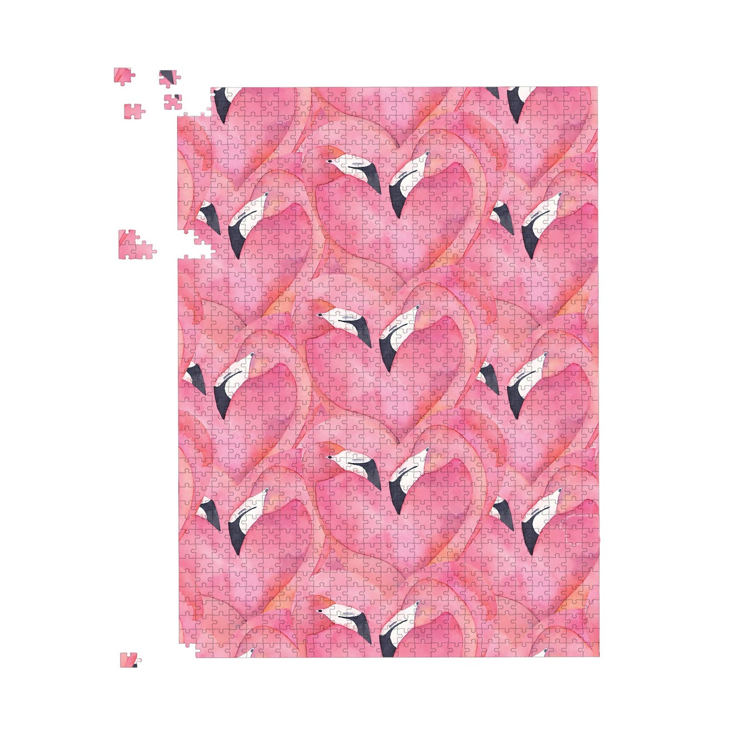 Watercolour Flamingo Hearts Jigsaw Puzzle