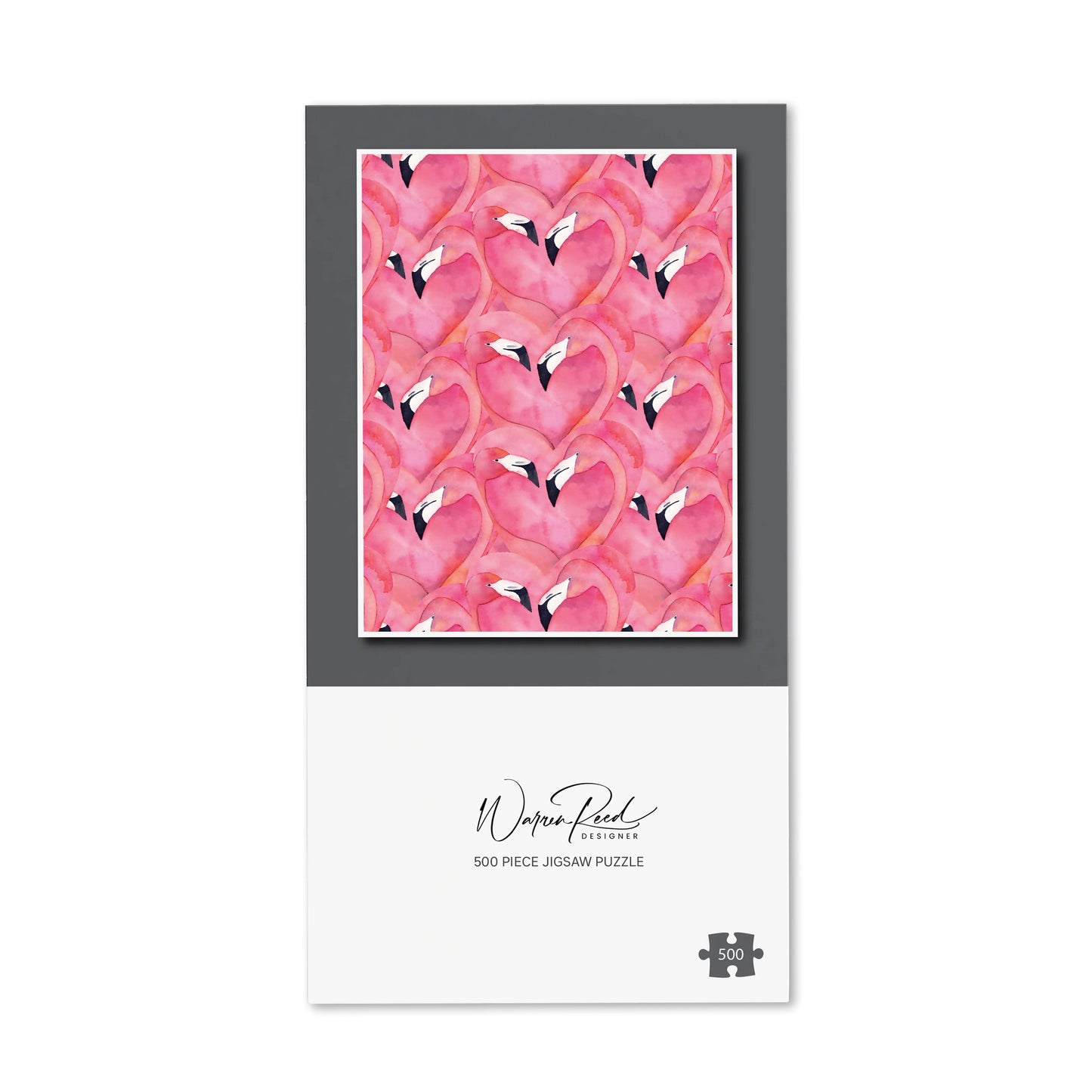 Watercolour Flamingo Hearts Jigsaw Puzzle