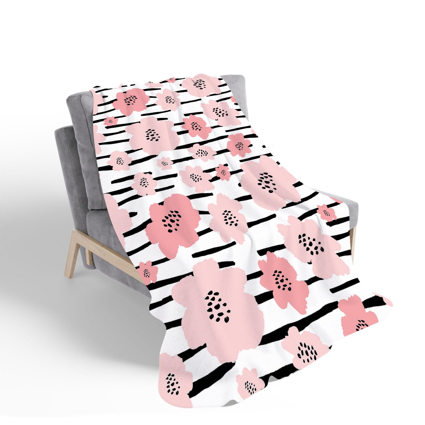 Pastel Pink Flowers Sherpa Blanket