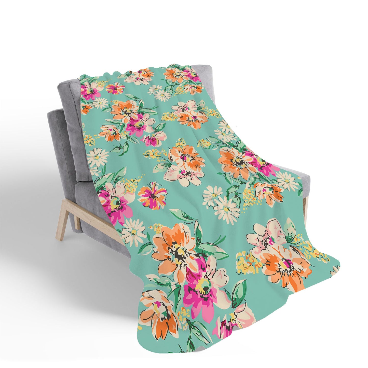 Bright Flower Sketch Sherpa Blanket