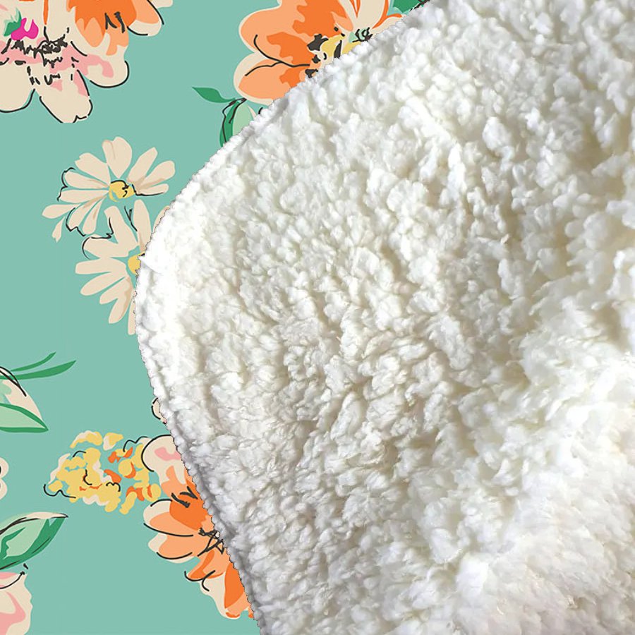 Bright Flower Sketch Sherpa Blanket