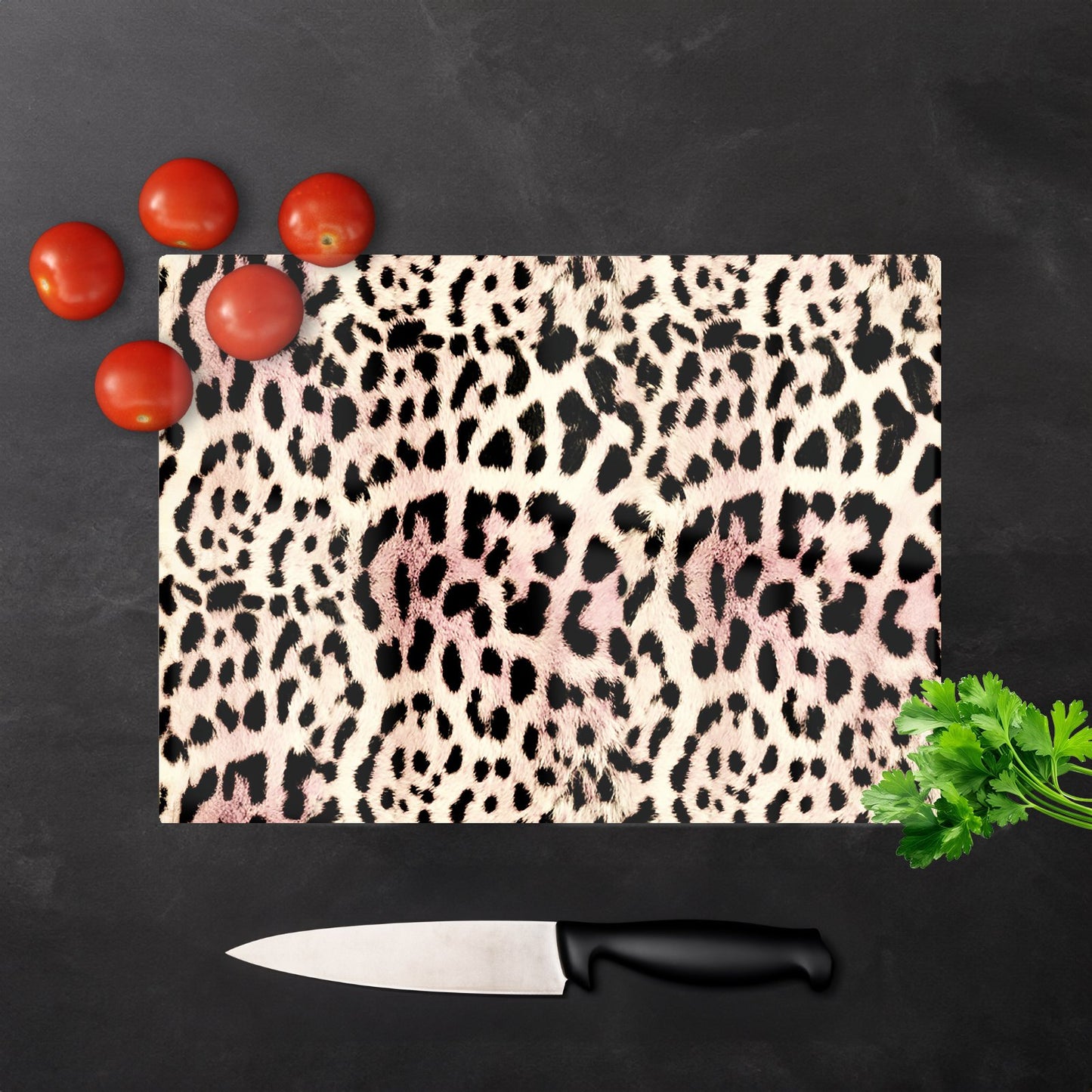 Leopard Hide Glass Chopping Board