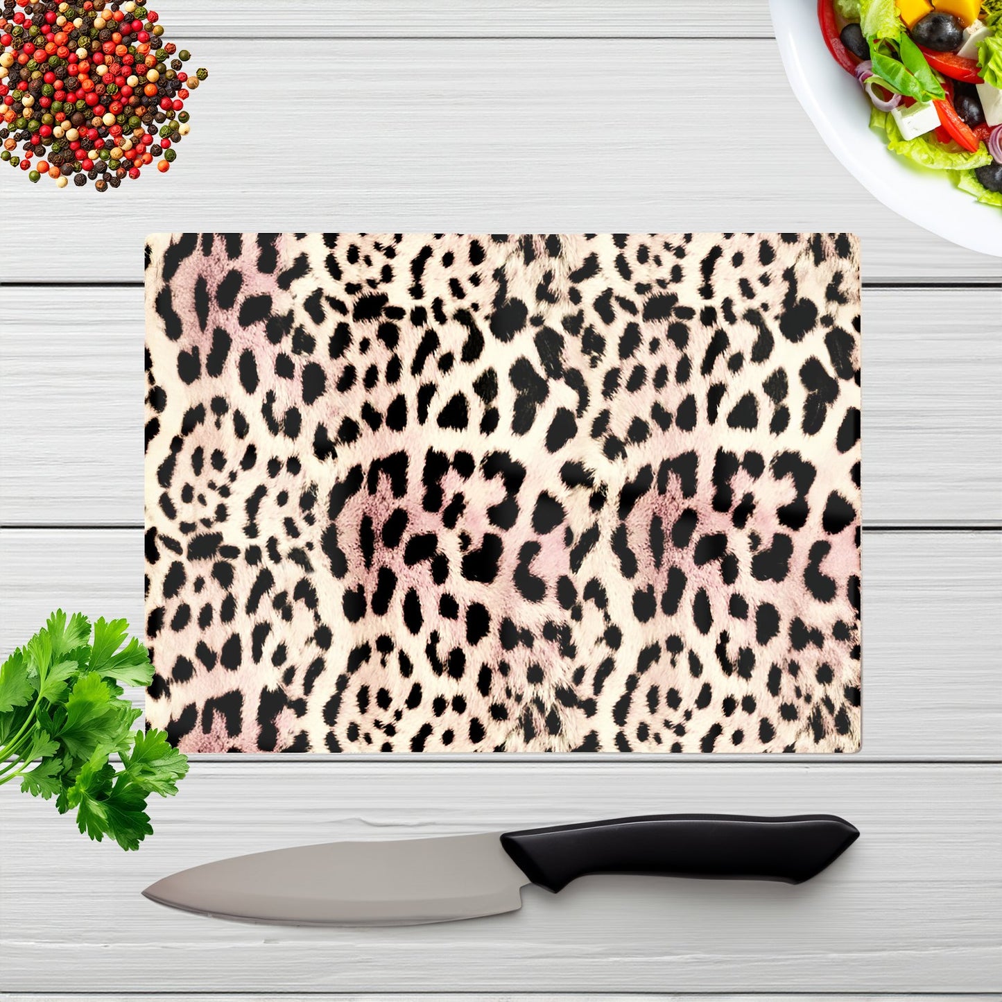 Leopard Hide Glass Chopping Board