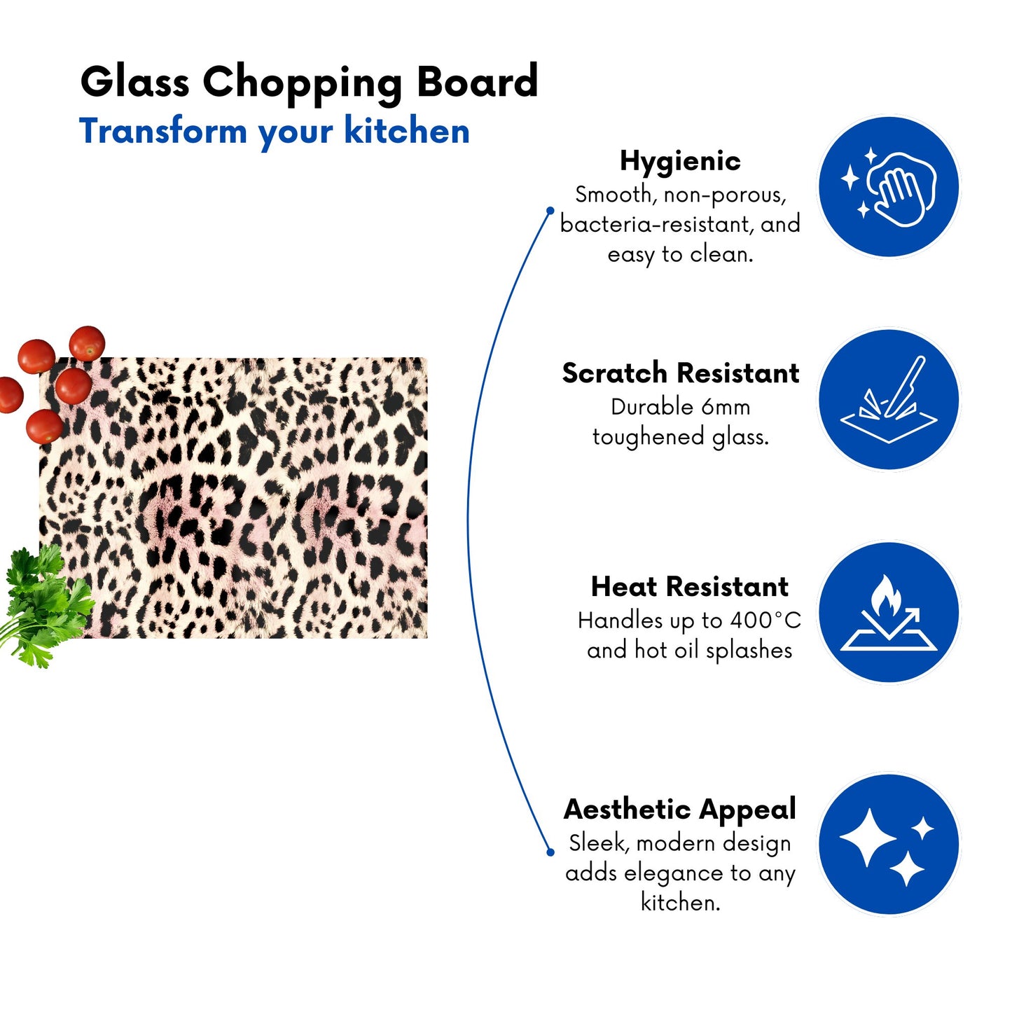 Leopard Hide Glass Chopping Board