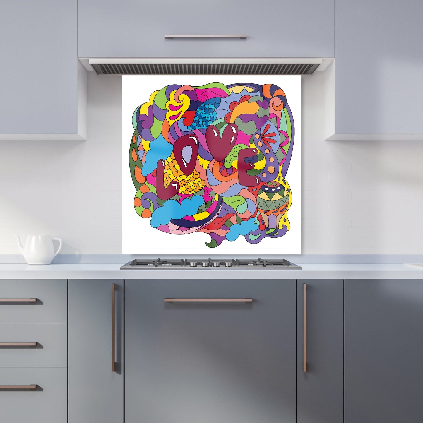 Motley Doodling Love Kitchen Splashback