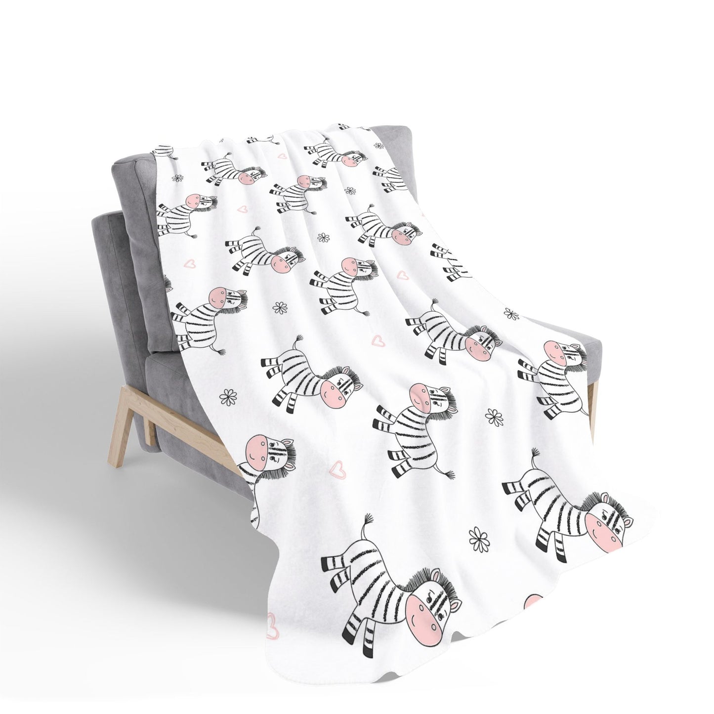 Cute Hand Drawn Zebra Sherpa Blanket