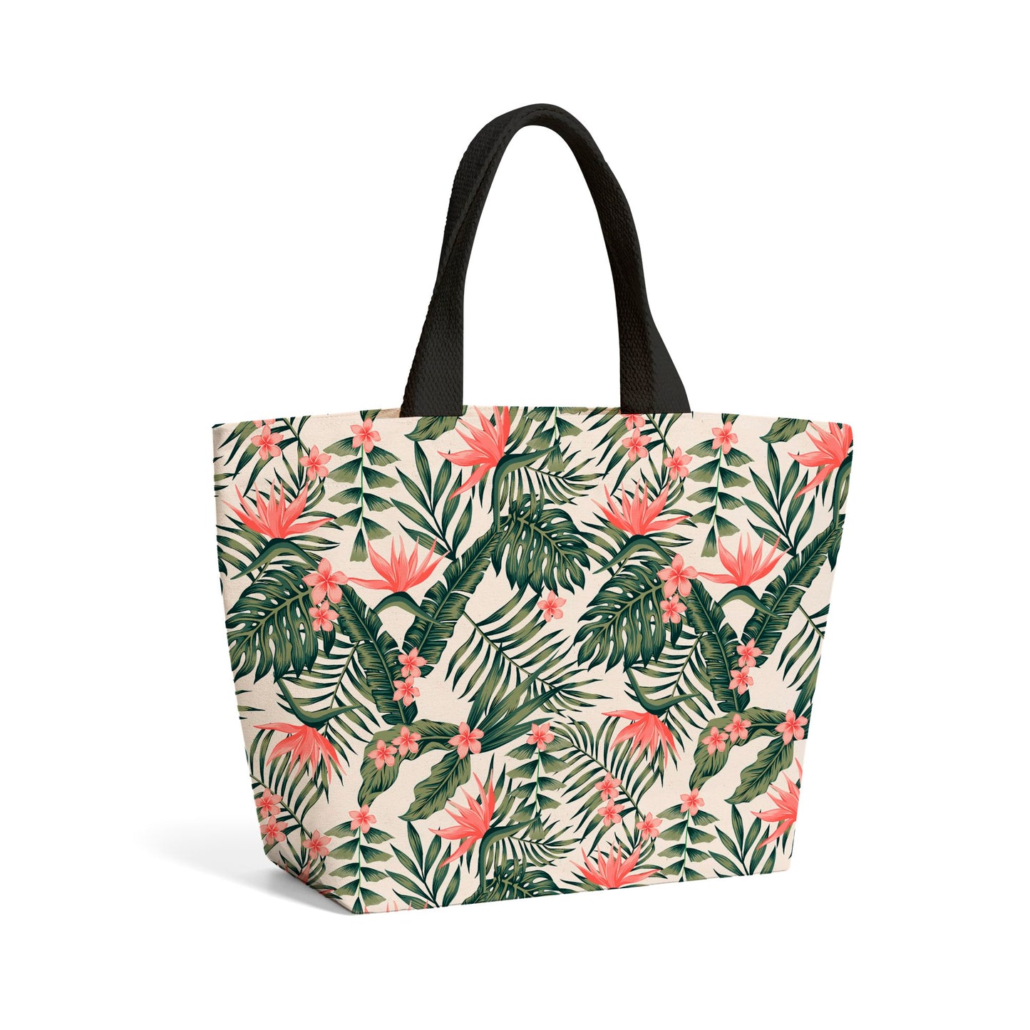 Dark Tropical Green Leaves Beach Shopper Tote Bag
