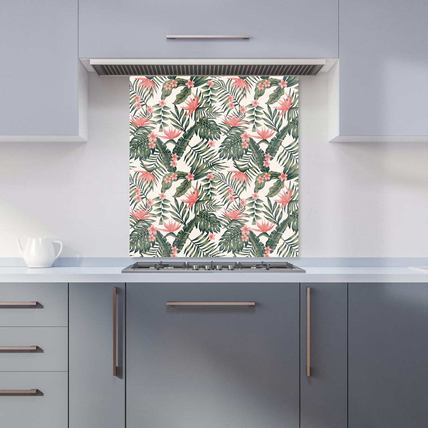 Dark Tropical Green Leaves Kitchen Splashback
