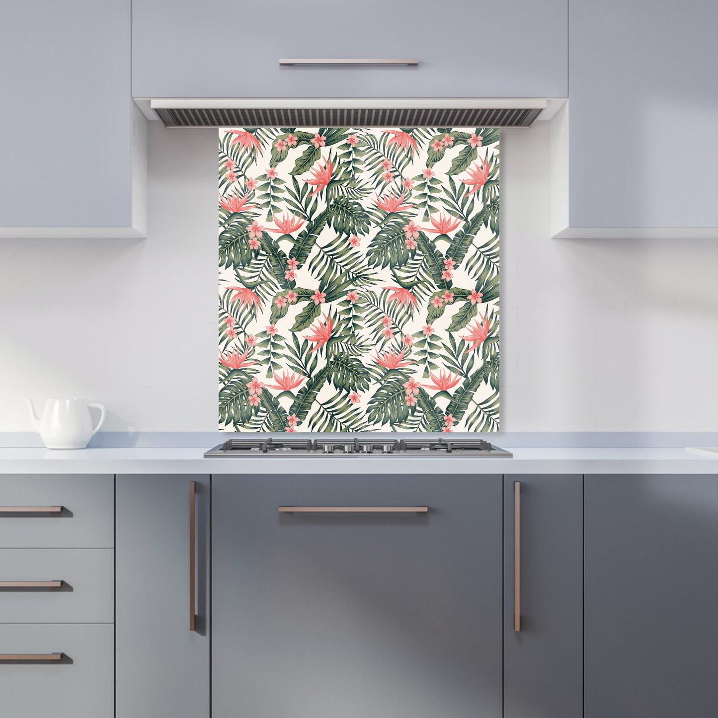 Dark Tropical Green Leaves Kitchen Splashback