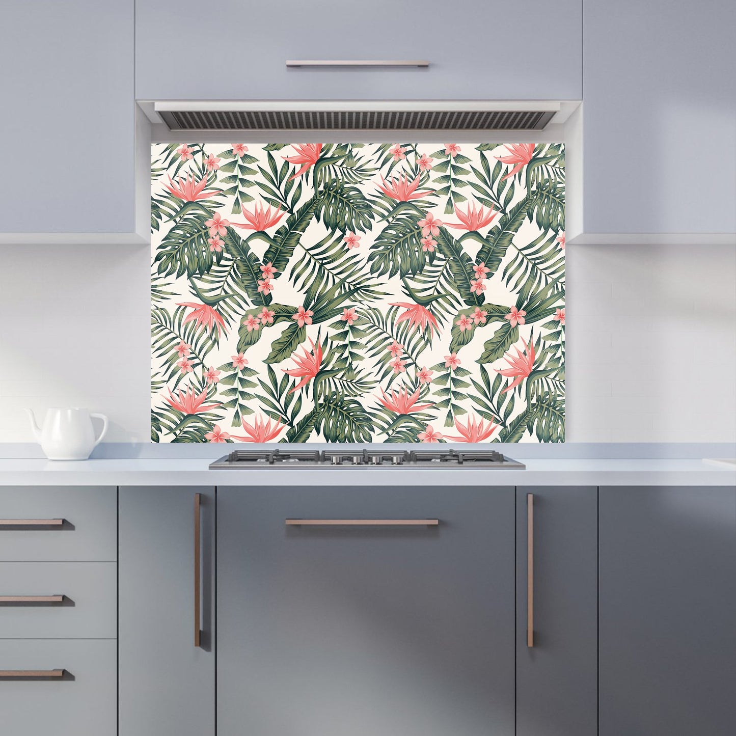 Dark Tropical Green Leaves Kitchen Splashback