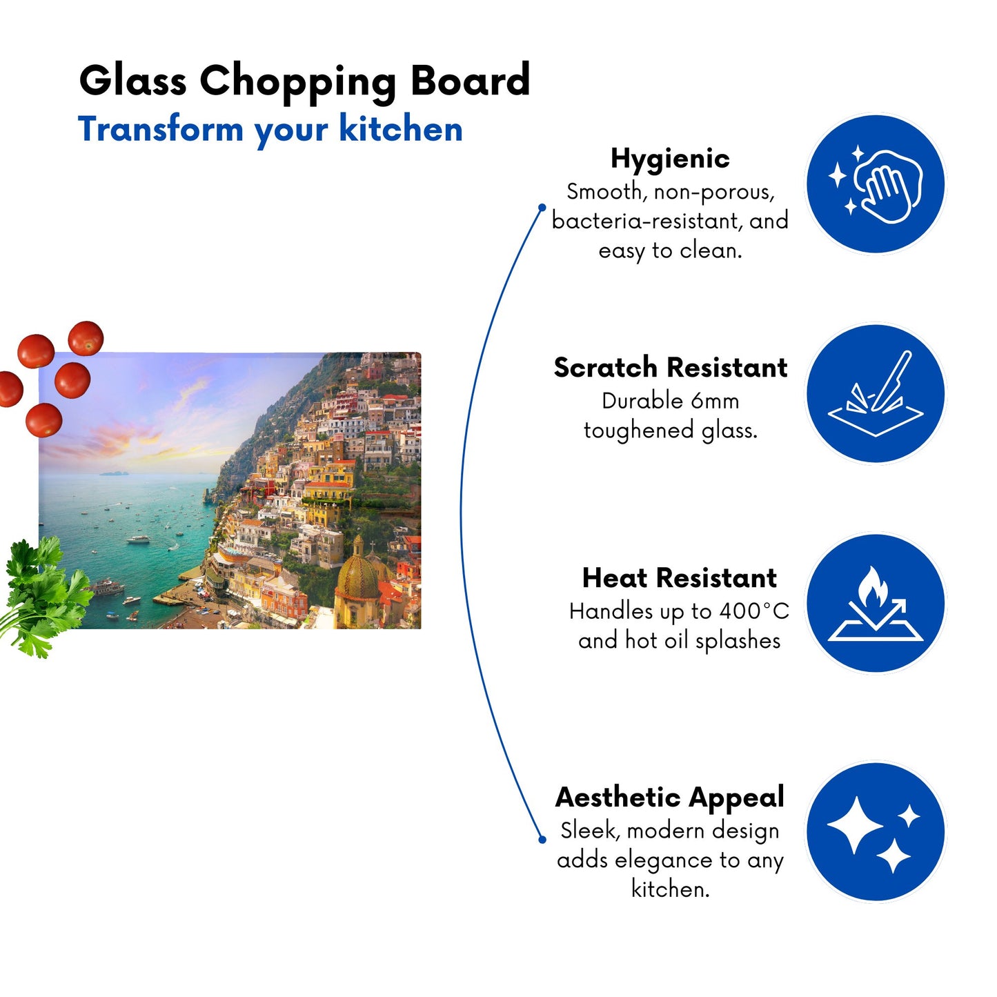 Positano Amalfi Glass Chopping Board