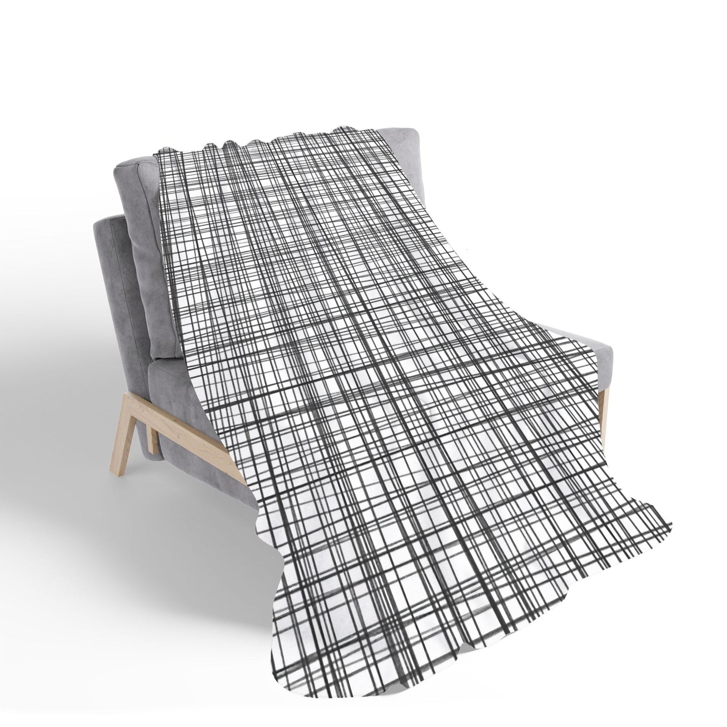 Monochrome Pencil Scribble Sherpa Blanket