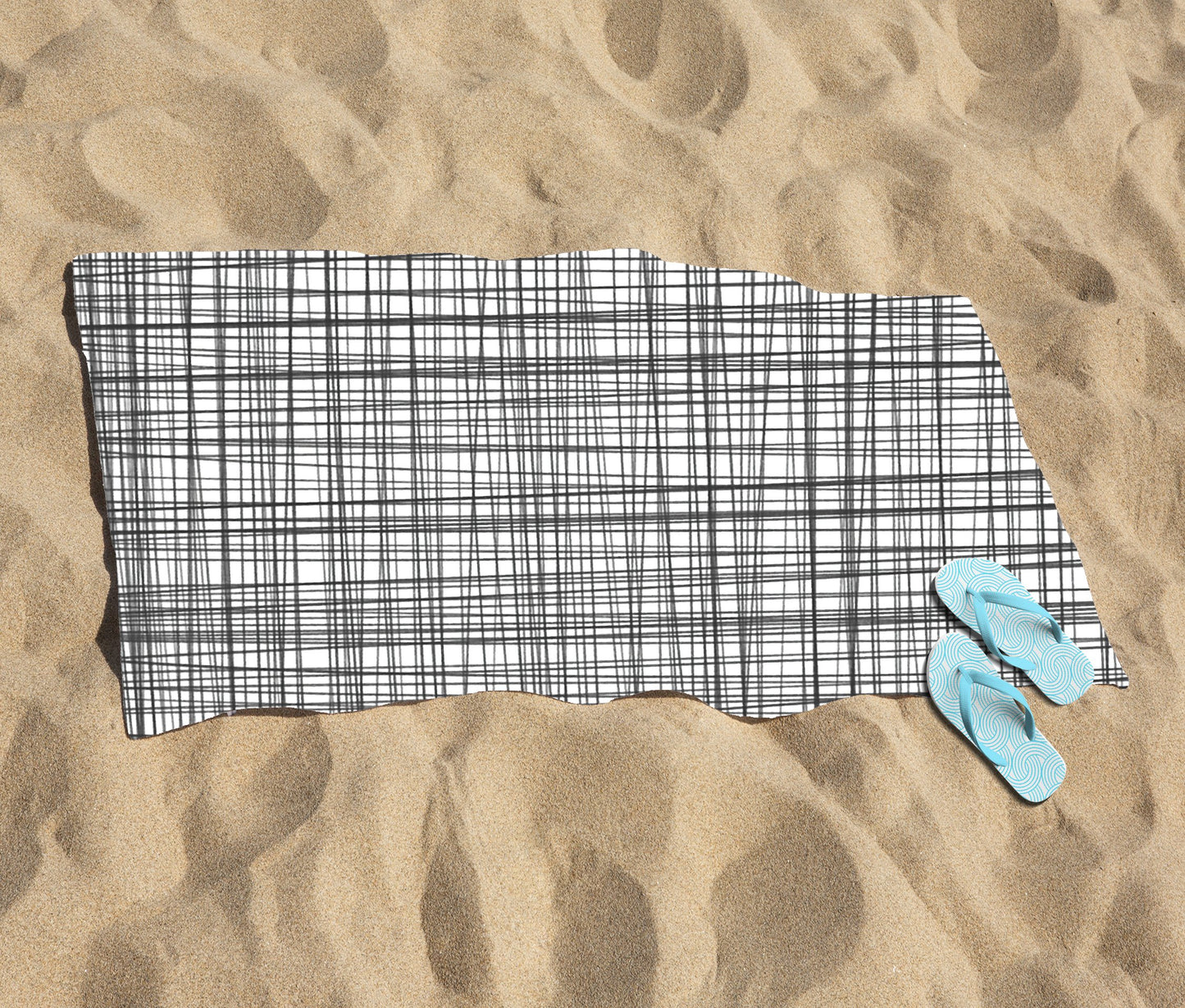 Monochrome Pencil Scribble Beach Towel