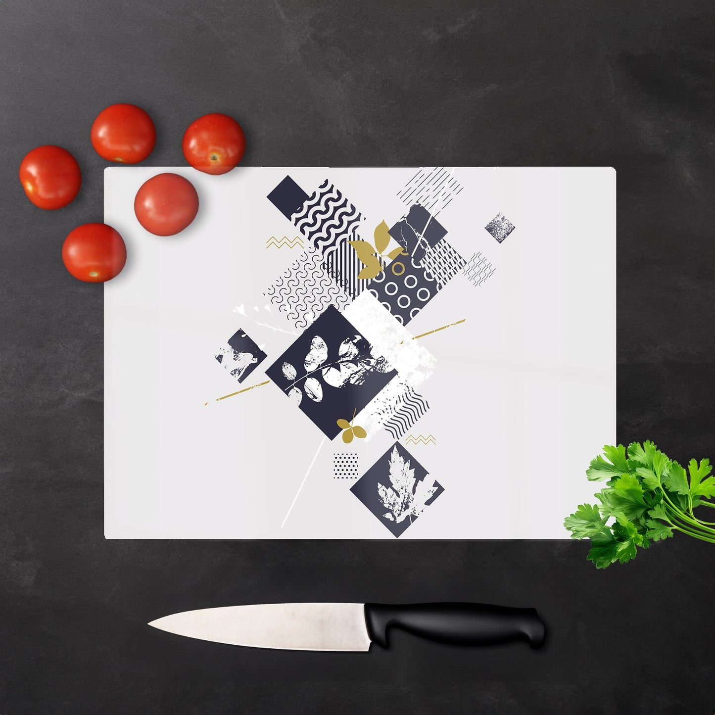 Abstract Botanical Glass Chopping Board