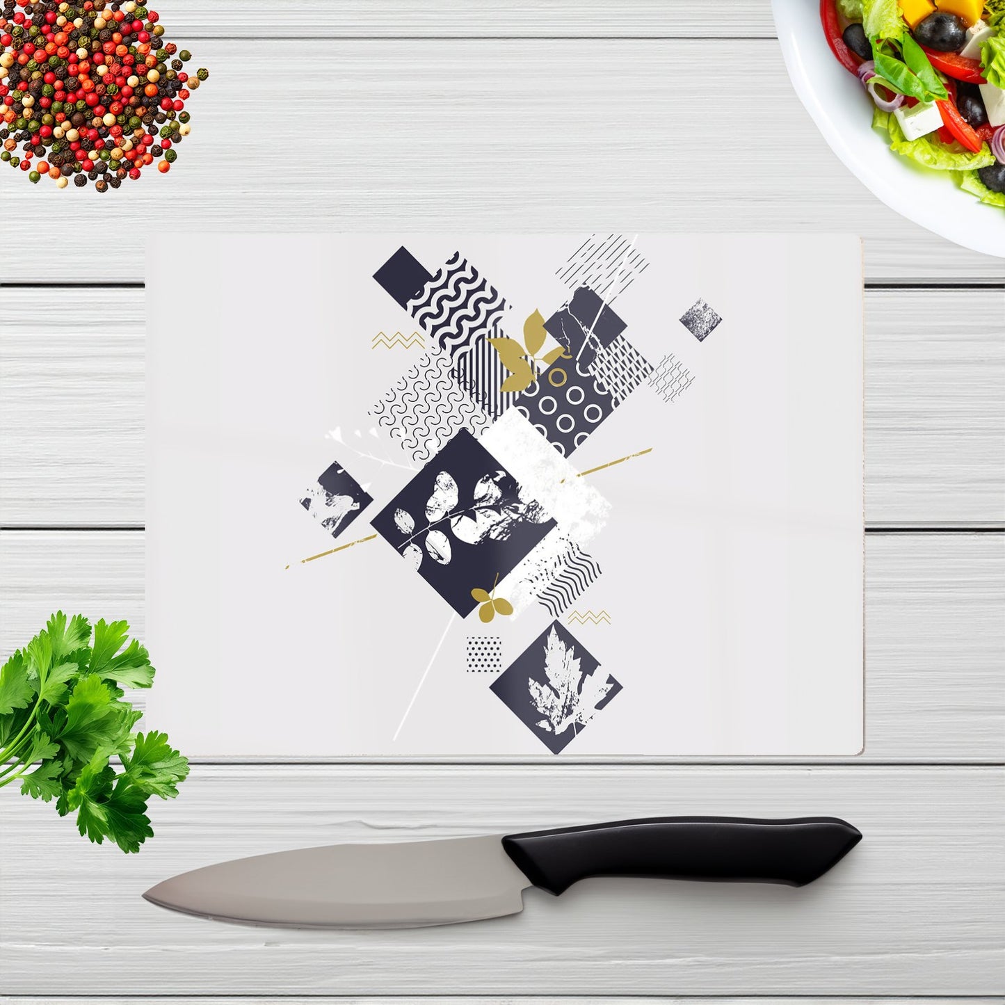 Abstract Botanical Glass Chopping Board