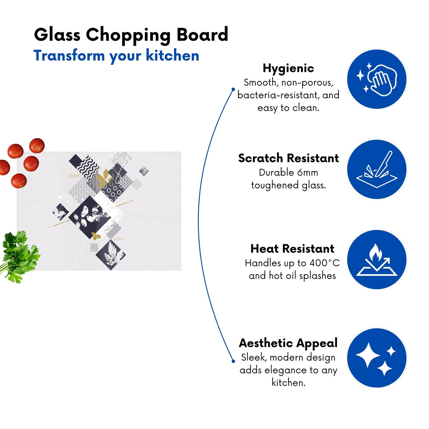 Abstract Botanical Glass Chopping Board