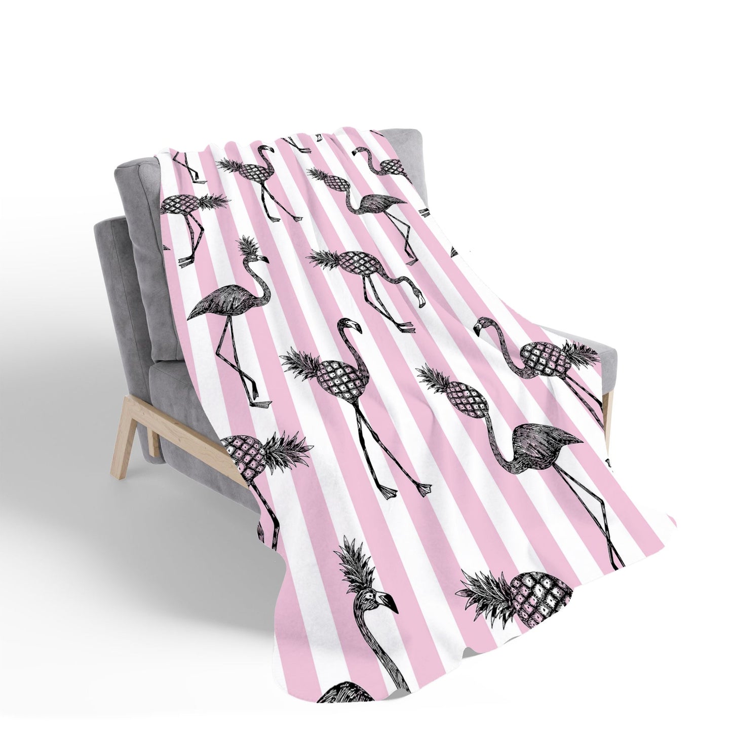 Pineapple Flamingo Sherpa Blanket