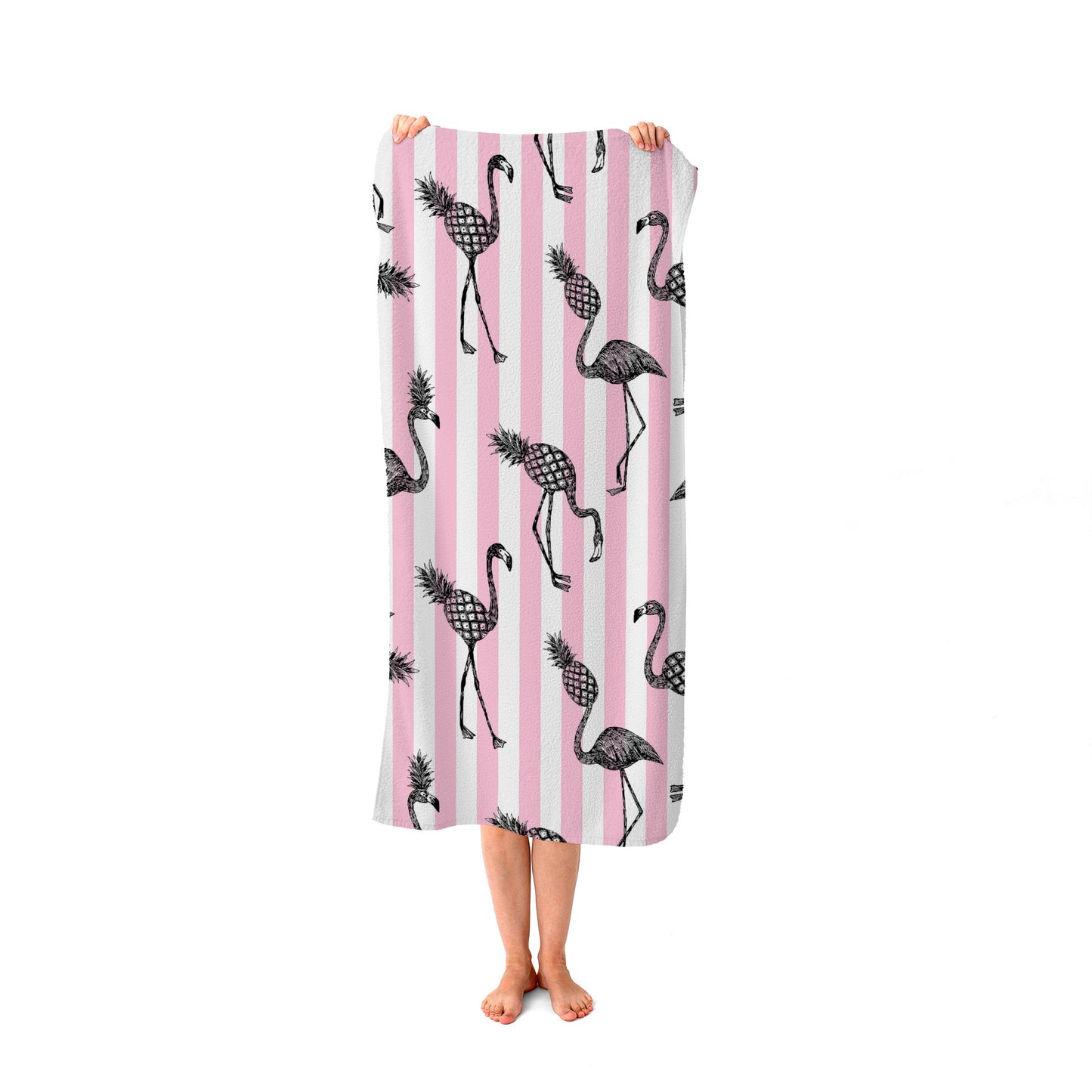 Pineapple Flamingo Beach Towel