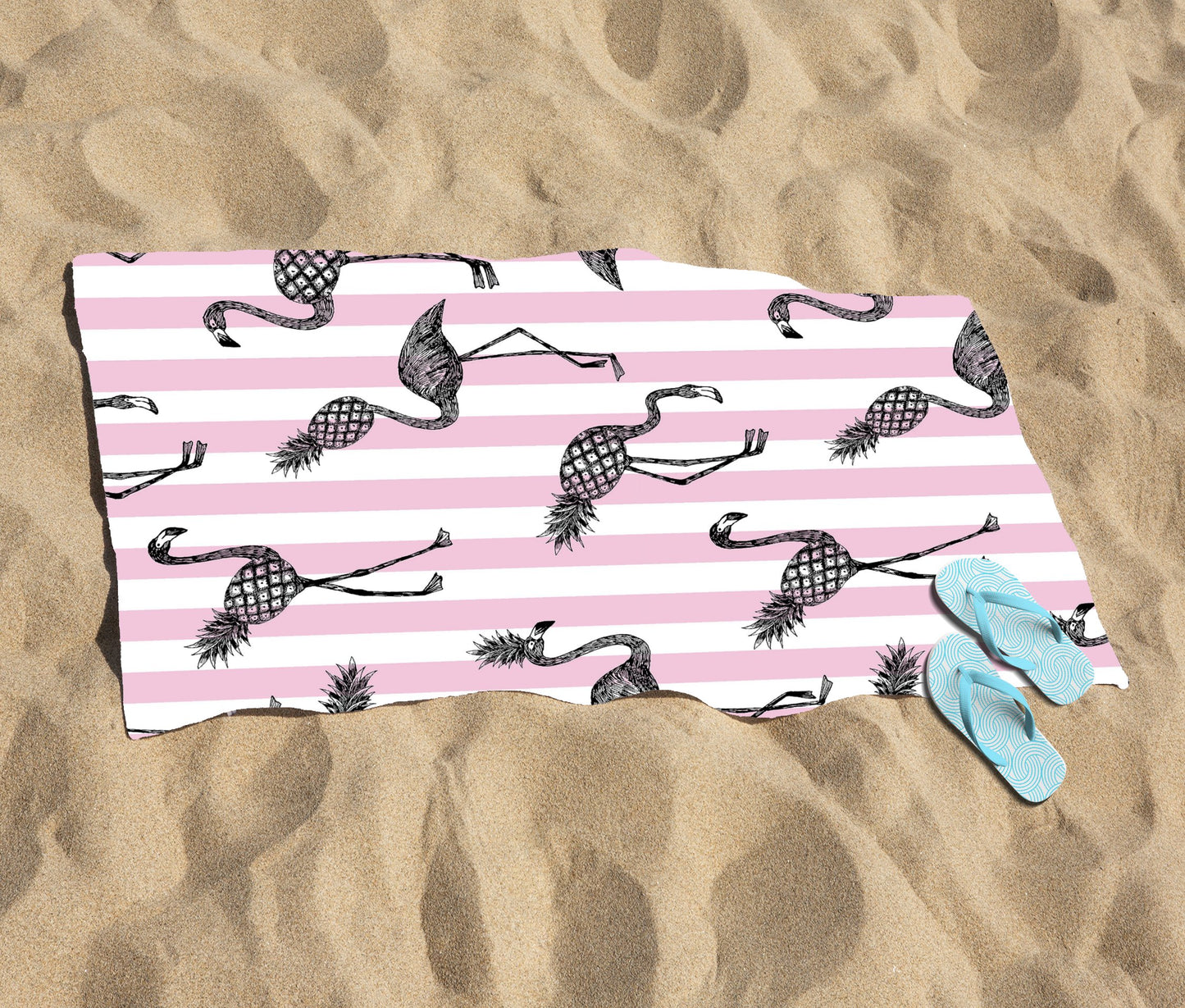 Pineapple Flamingo Beach Towel