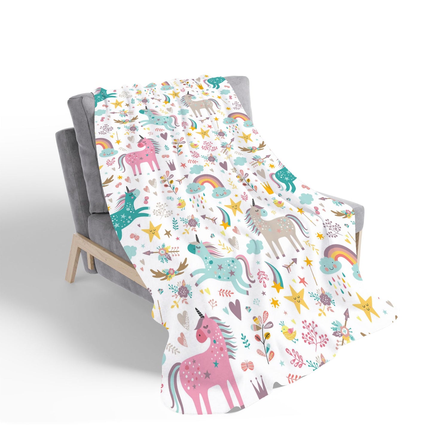 Unicorn And Rainbows Sherpa Blanket