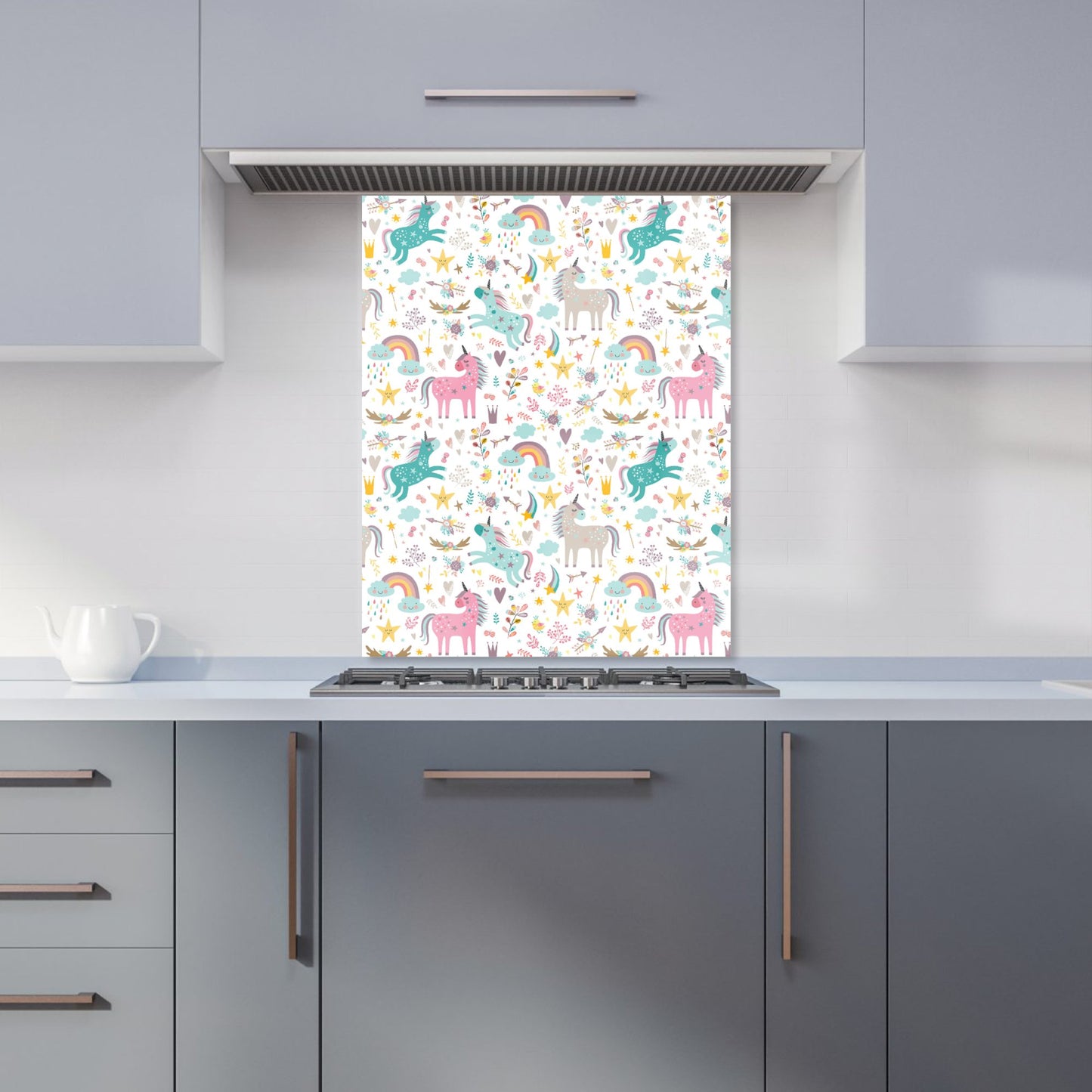 Unicorn And Rainbows Kitchen Splashback