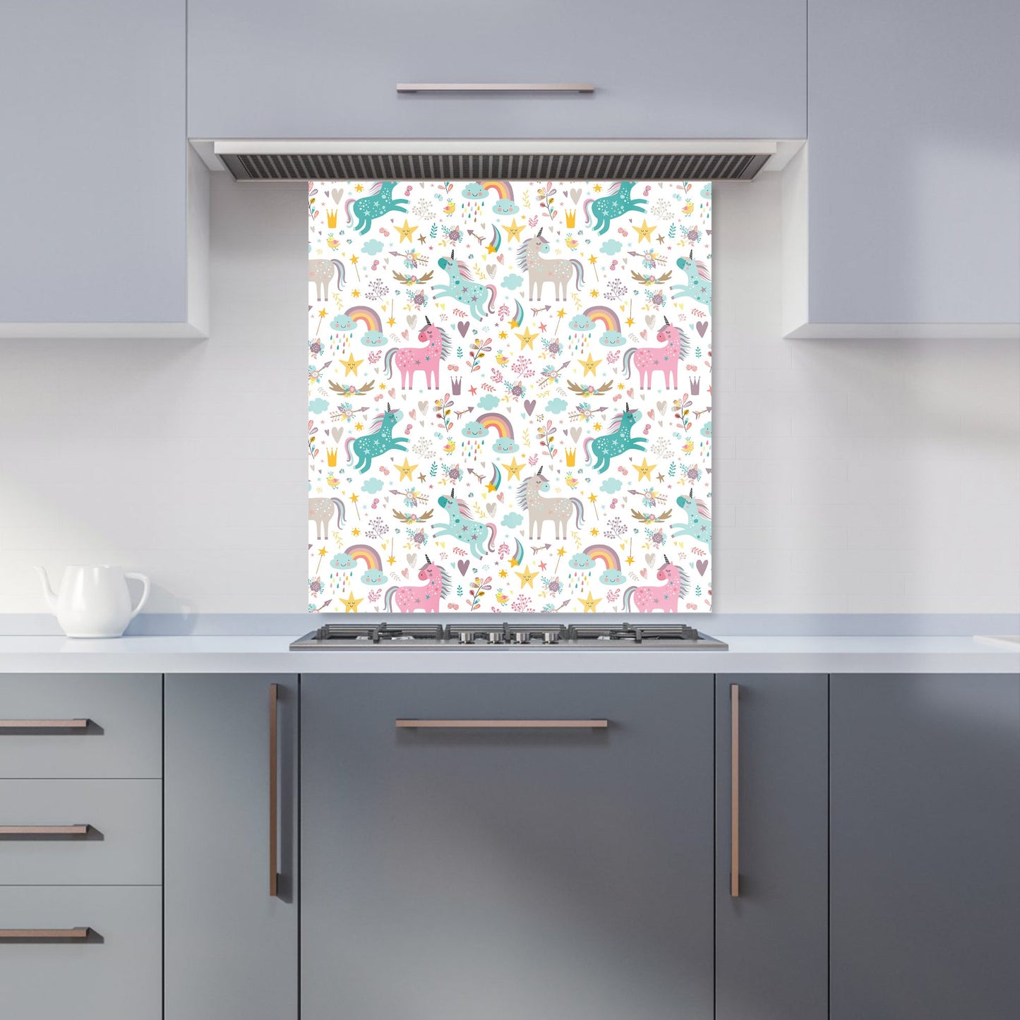 Unicorn And Rainbows Kitchen Splashback