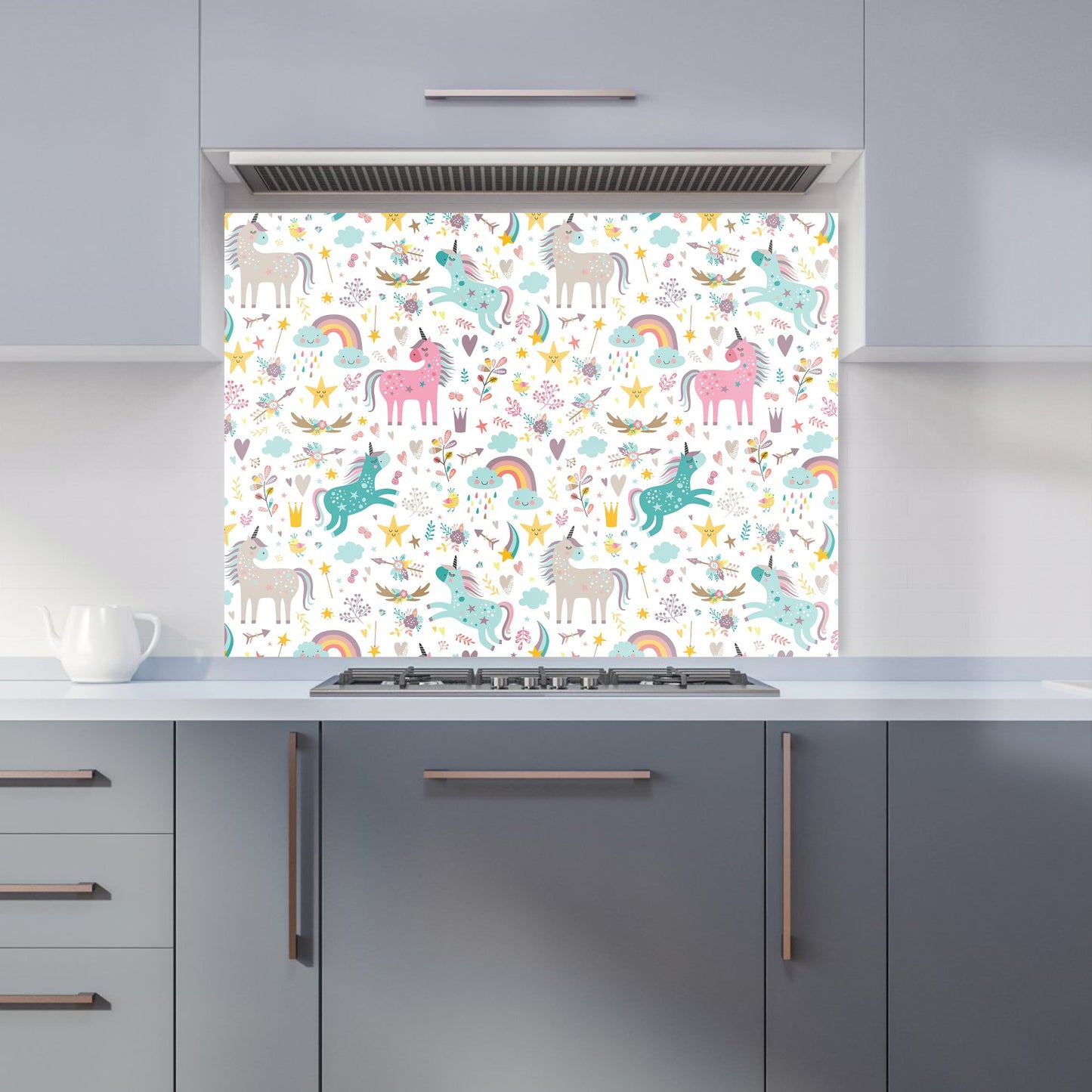 Unicorn And Rainbows Kitchen Splashback