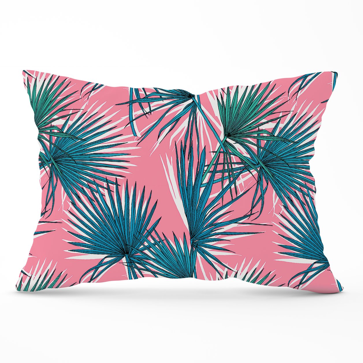 Pink Green Fan Palms Cushions