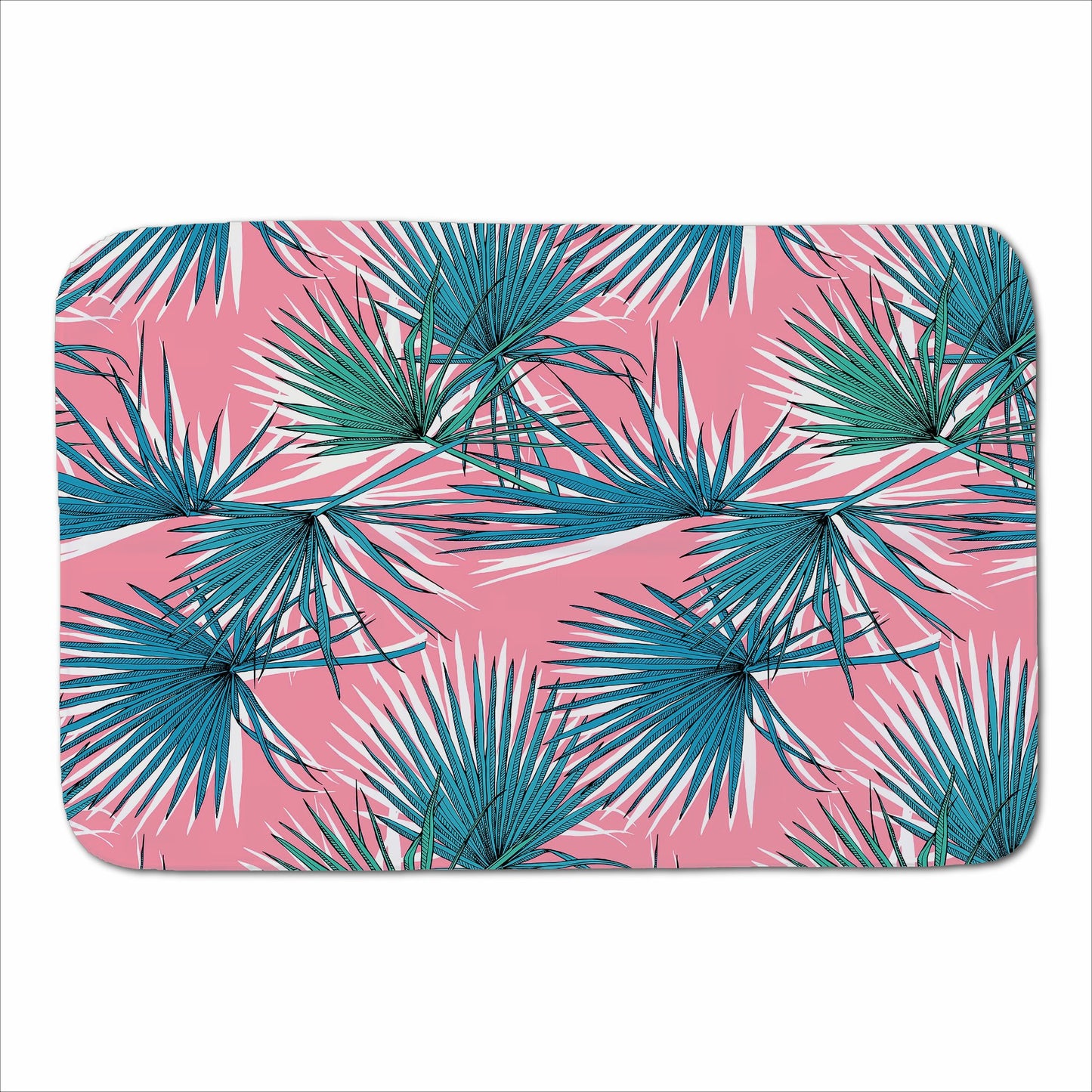 Pink Green Fan Palms Sherpa Blanket