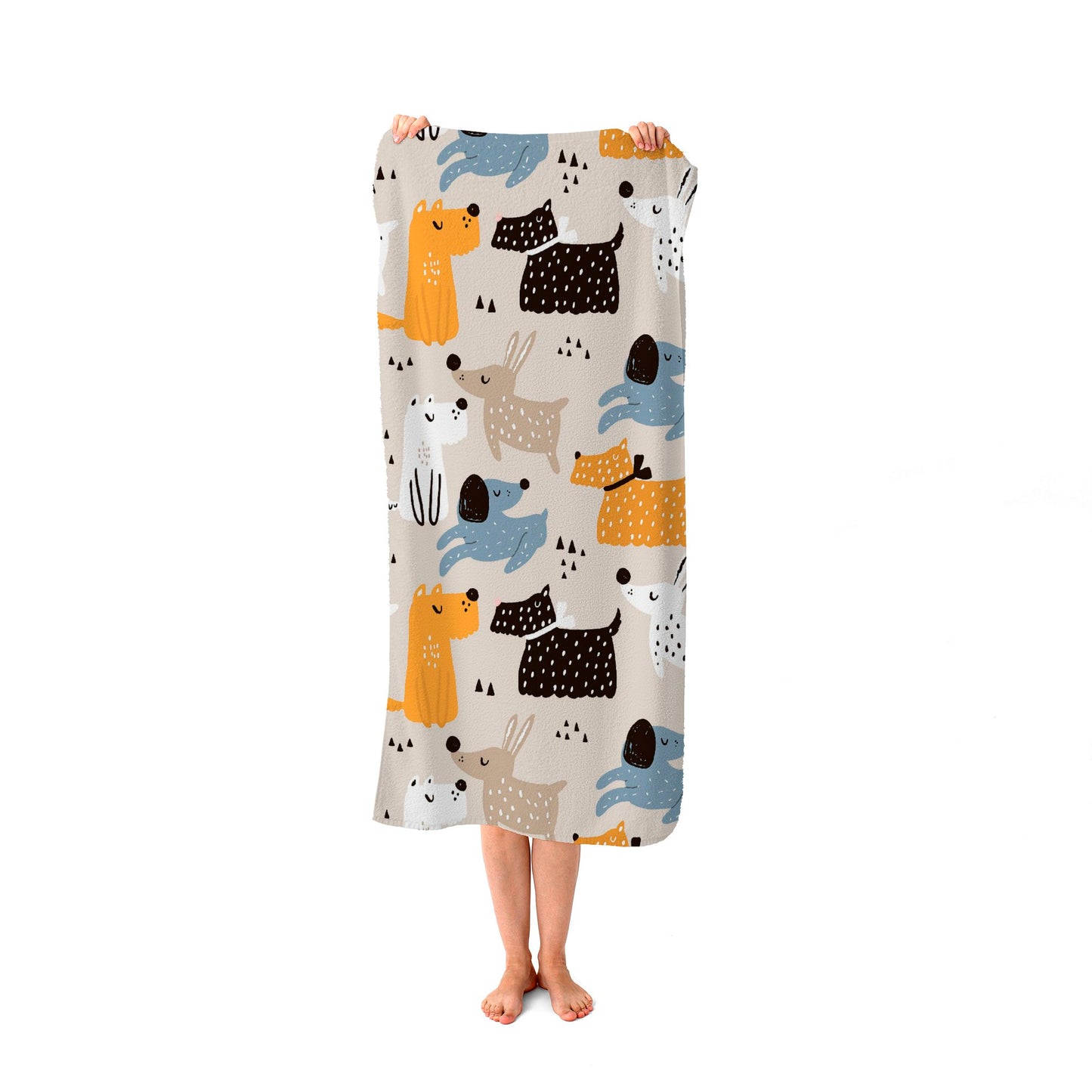 Hand Drawn Dogs Beach Towel