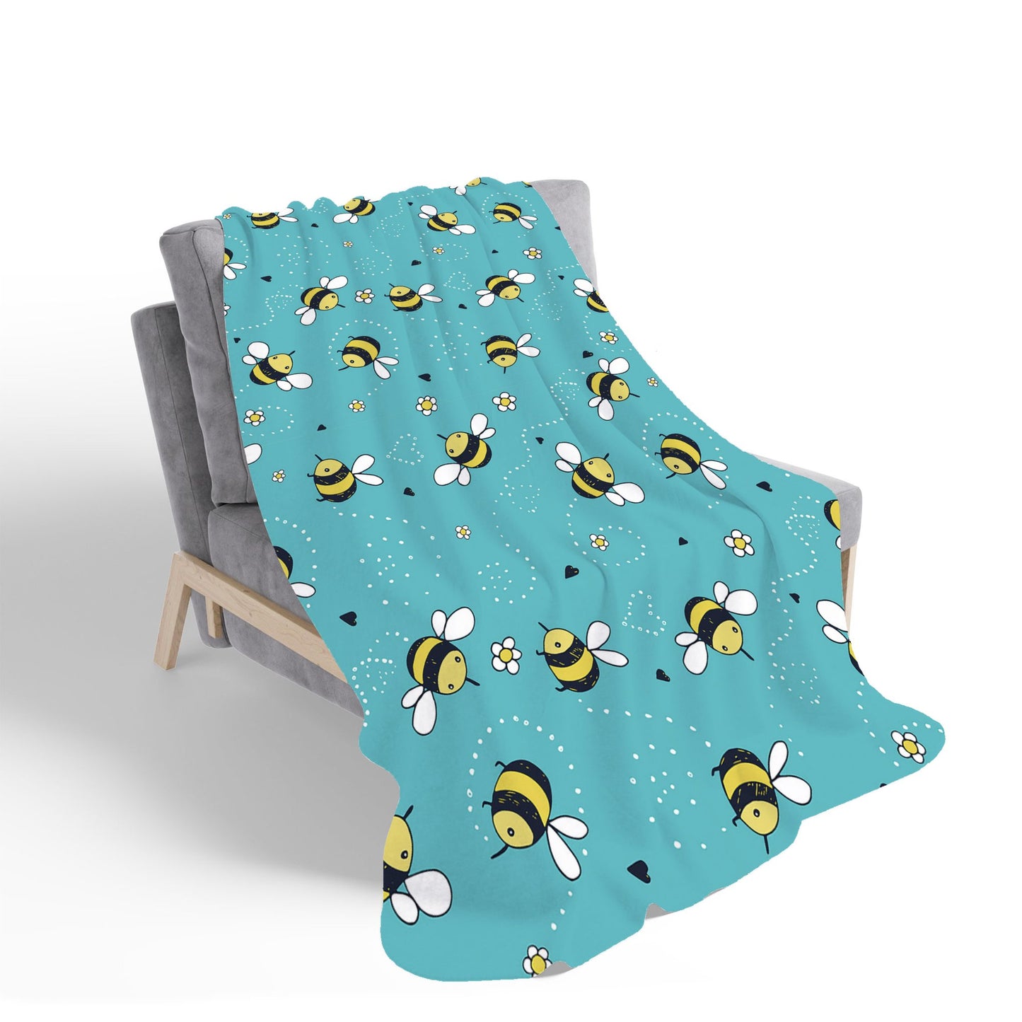 Hand Drawn Busy Bees Sherpa Blanket