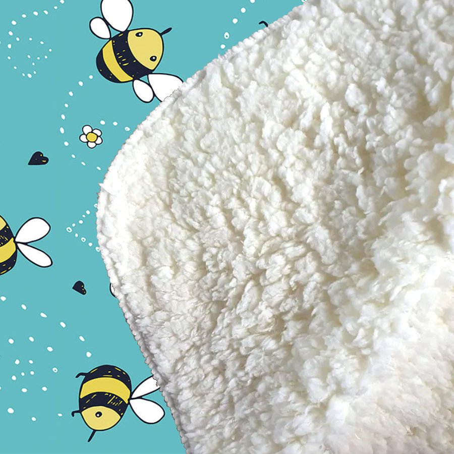 Hand Drawn Busy Bees Sherpa Blanket