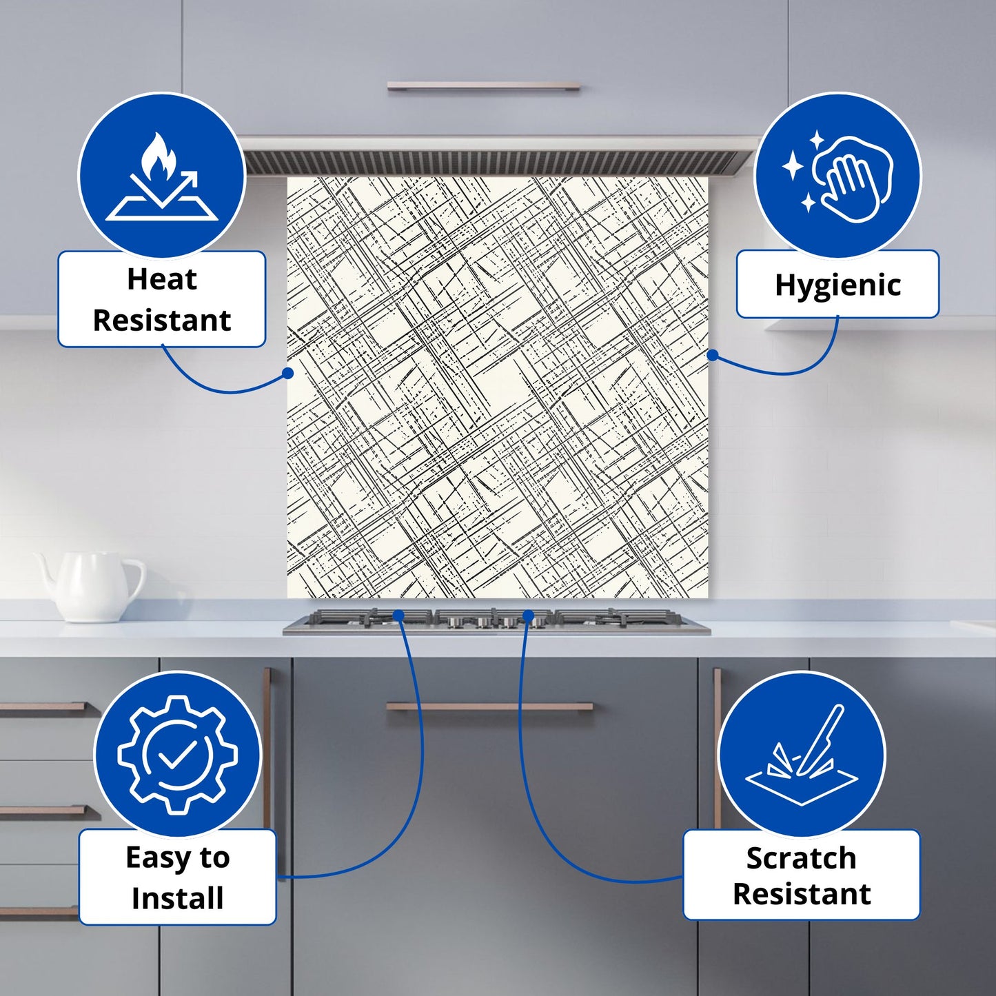 Monochrome Distressted Pattern Kitchen Splashback