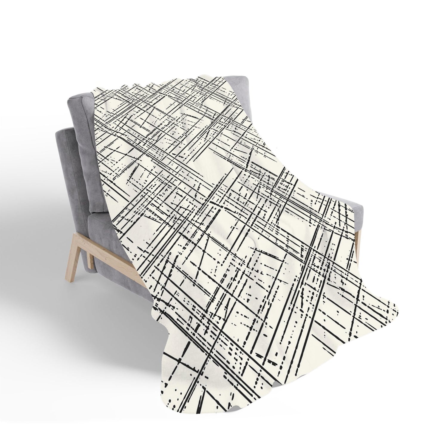 Monochrome Distressted Pattern Sherpa Blanket