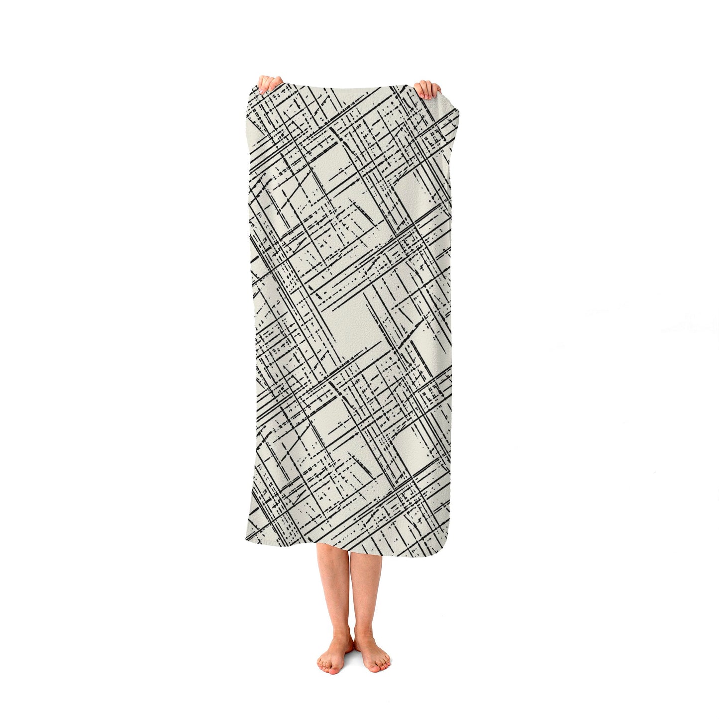 Monochrome Distressted Pattern Beach Towel