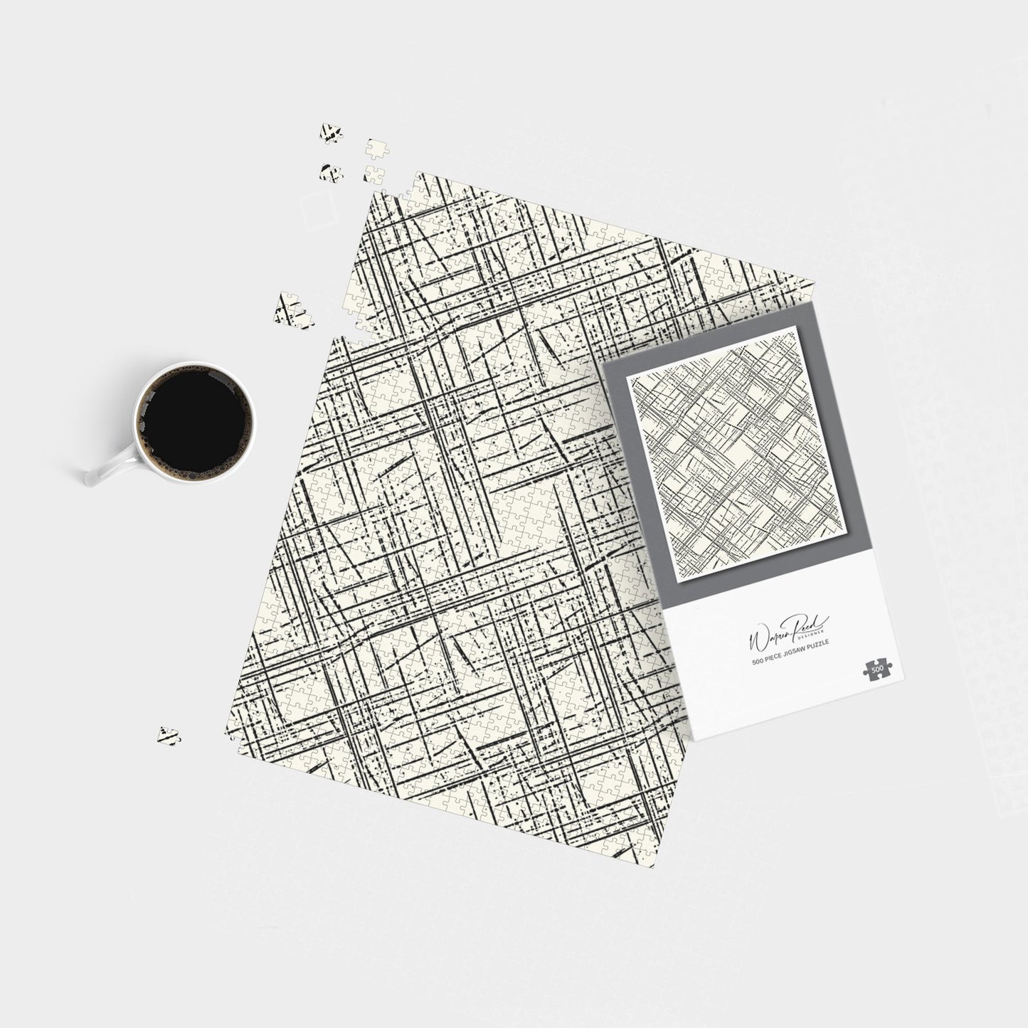 Monochrome Distressted Pattern Jigsaw Puzzle